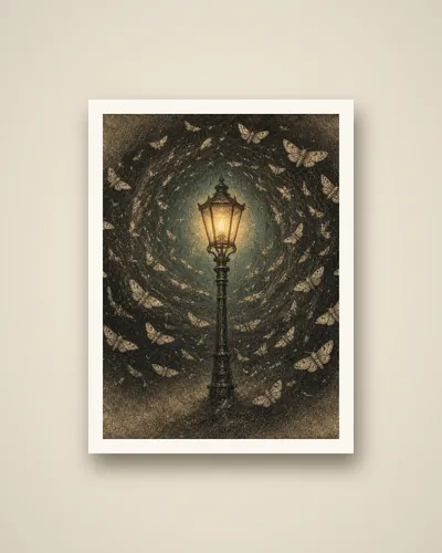Wall Plate Poster, Moths at the Gaslamp